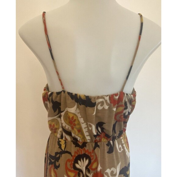 Boho Chic Brown V-Neck Spaghetti Straps Stretch Vacation Maxi Long Dress Small - Picture 7 of 12